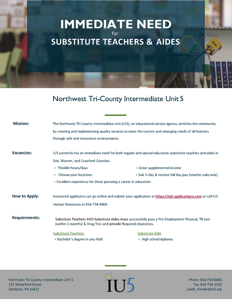 IU5 Substitute Teachers & Aides
